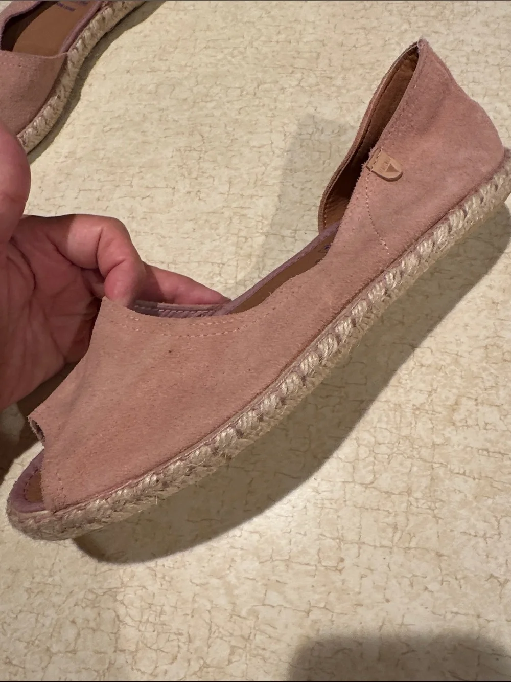 Women's Suede Open-Toe Espadrille Wedge - Dusty Rose